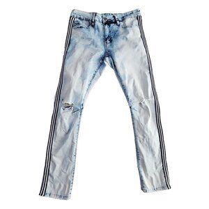 Rue21 Premium Jeans Men's 32x32 Skinny Supreme Flex Distressed Racing Stripe